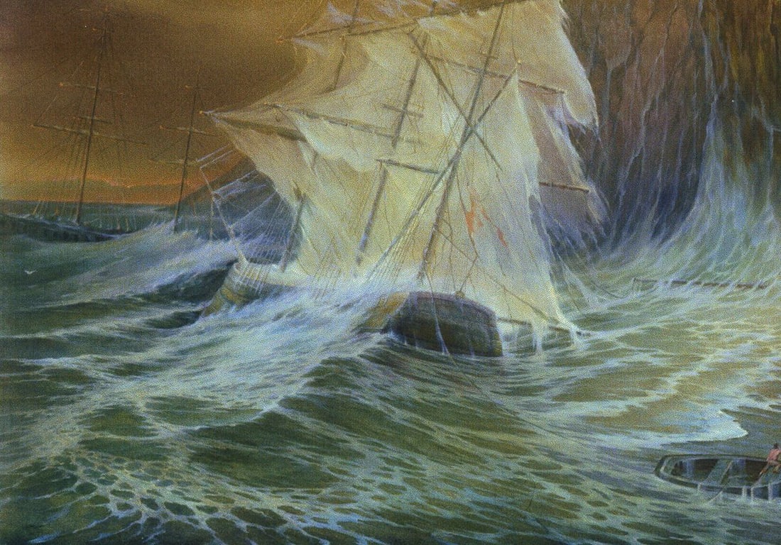 Oil painting Dramatic stormy sea Vasily Korkishko - 2