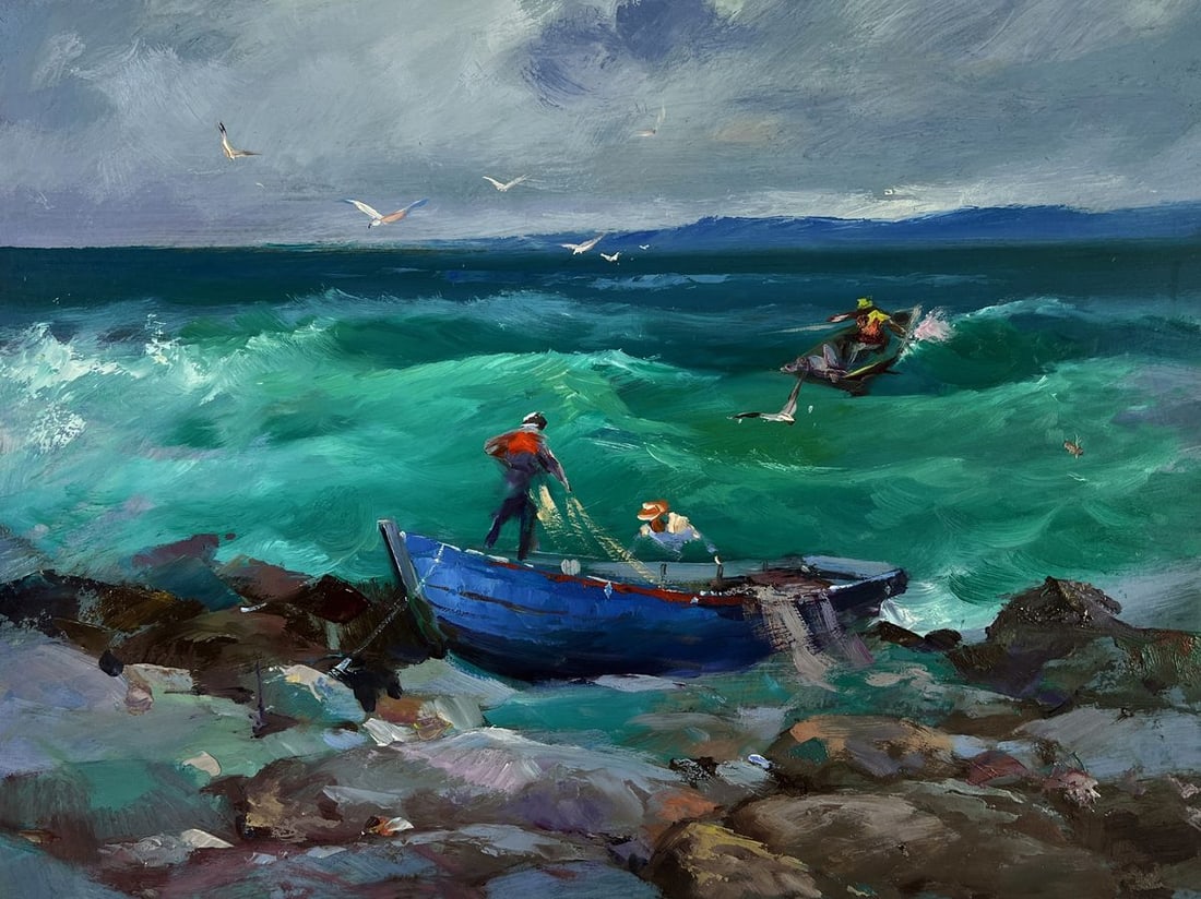 Oil painting Fishermen at sea Yuriy Suprunchuk (1 of 10)