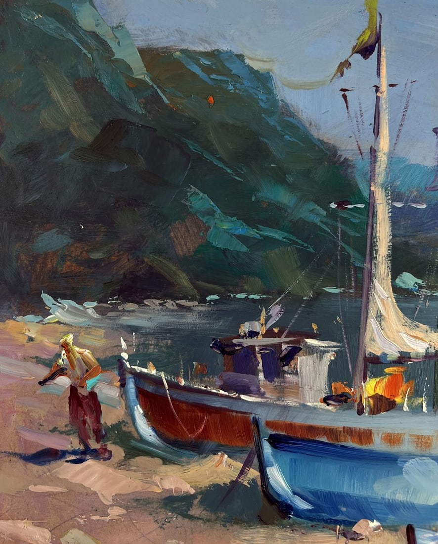 Oil painting Fishermen under the light of the sea Yuri Suprunchuk - 4