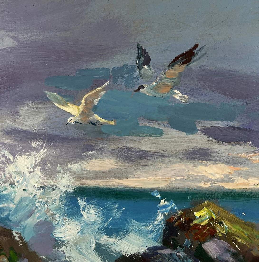 Oil painting Seagulls soaring over the endless sea Yuriy Suprunchuk - 5