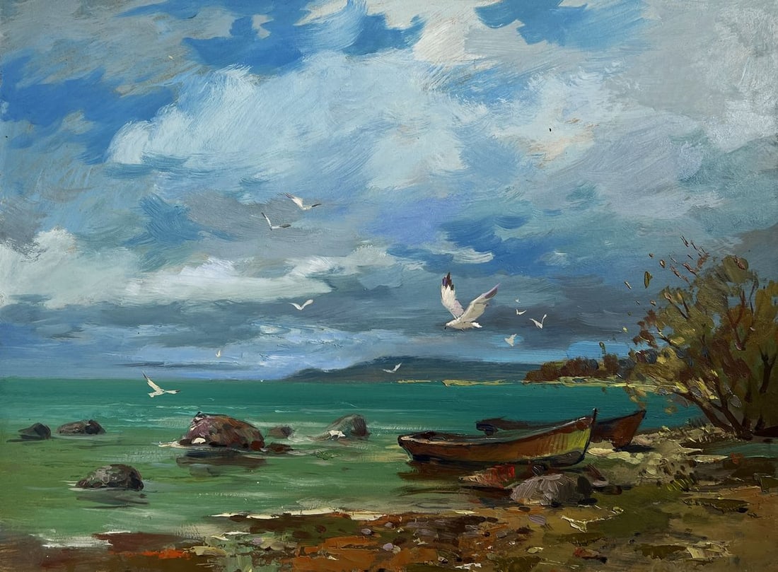 Oil painting Bound by the Current Yuriy Suprunchuk: Title: Oil painting Bound by the Current Yuriy Suprunchuk Description: №AAA4224The oil painting "Bound by the Current" is a mesmerizing seascape that captures the essence of nature’s untam