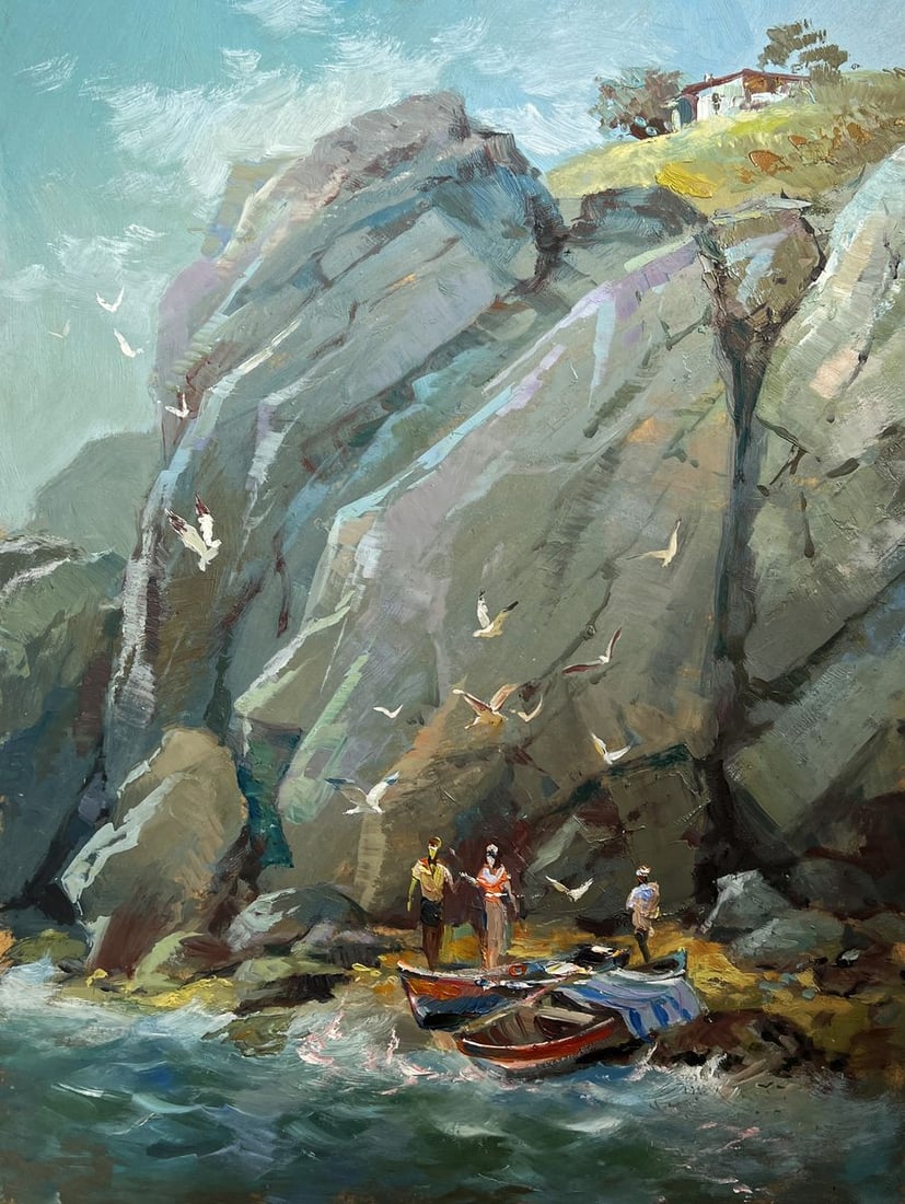 Oil painting Whisper of the sea waves Yuriy Suprunchuk: Title: Oil painting Whisper of the sea waves Yuriy Suprunchuk Description: №AAA4226The oil painting "Whisper of the Sea Waves" captures a moment of serenity and grandeur along a rugged coastline