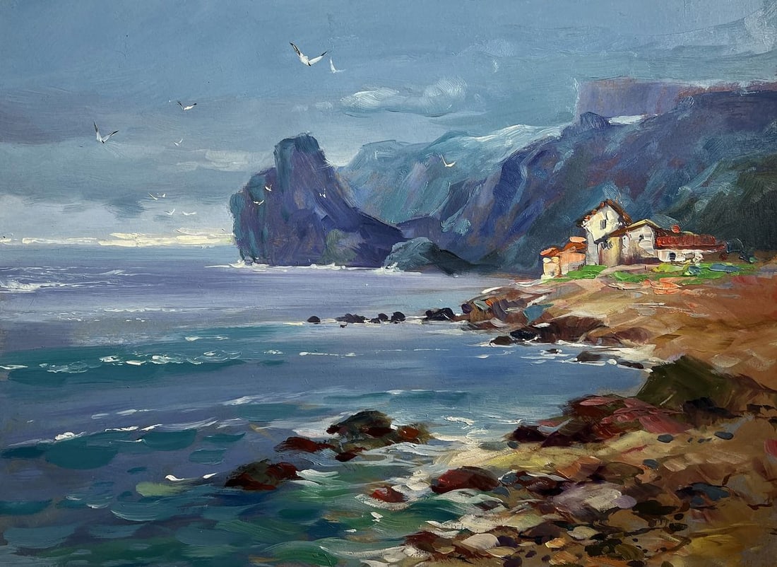 Oil painting Sea and village coziness Yuriy Suprunchuk (1 of 10)