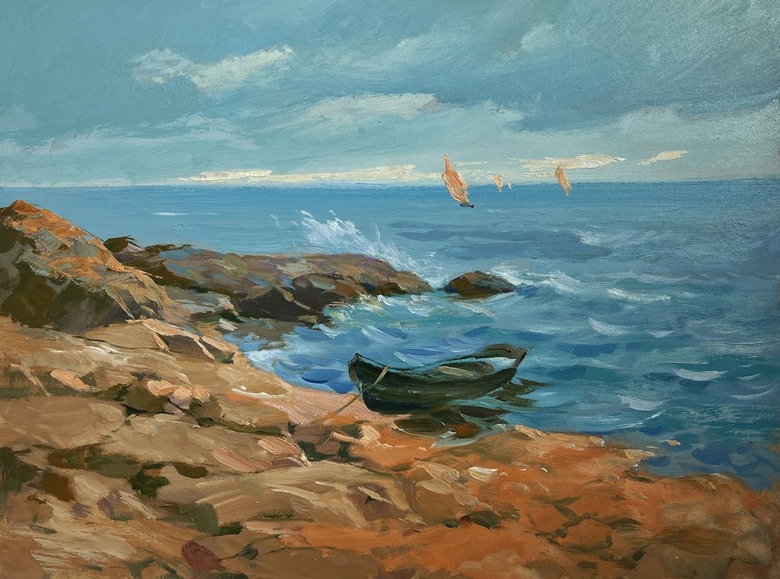 Oil painting Sailboat on the sea horizon Yuriy Suprunchuk (1 of 10)