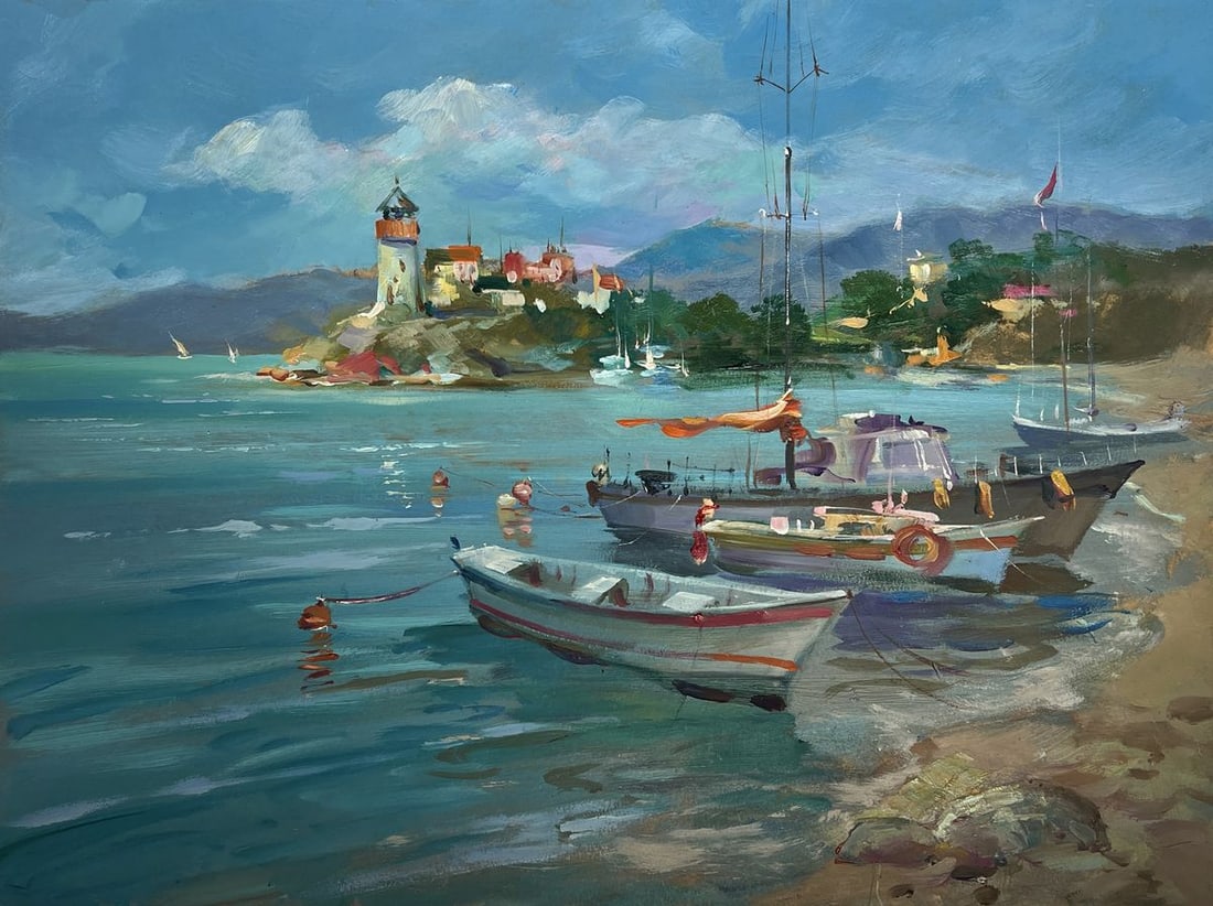 Oil painting Boats and lighthouse Yuriy Suprunchuk (1 of 10)
