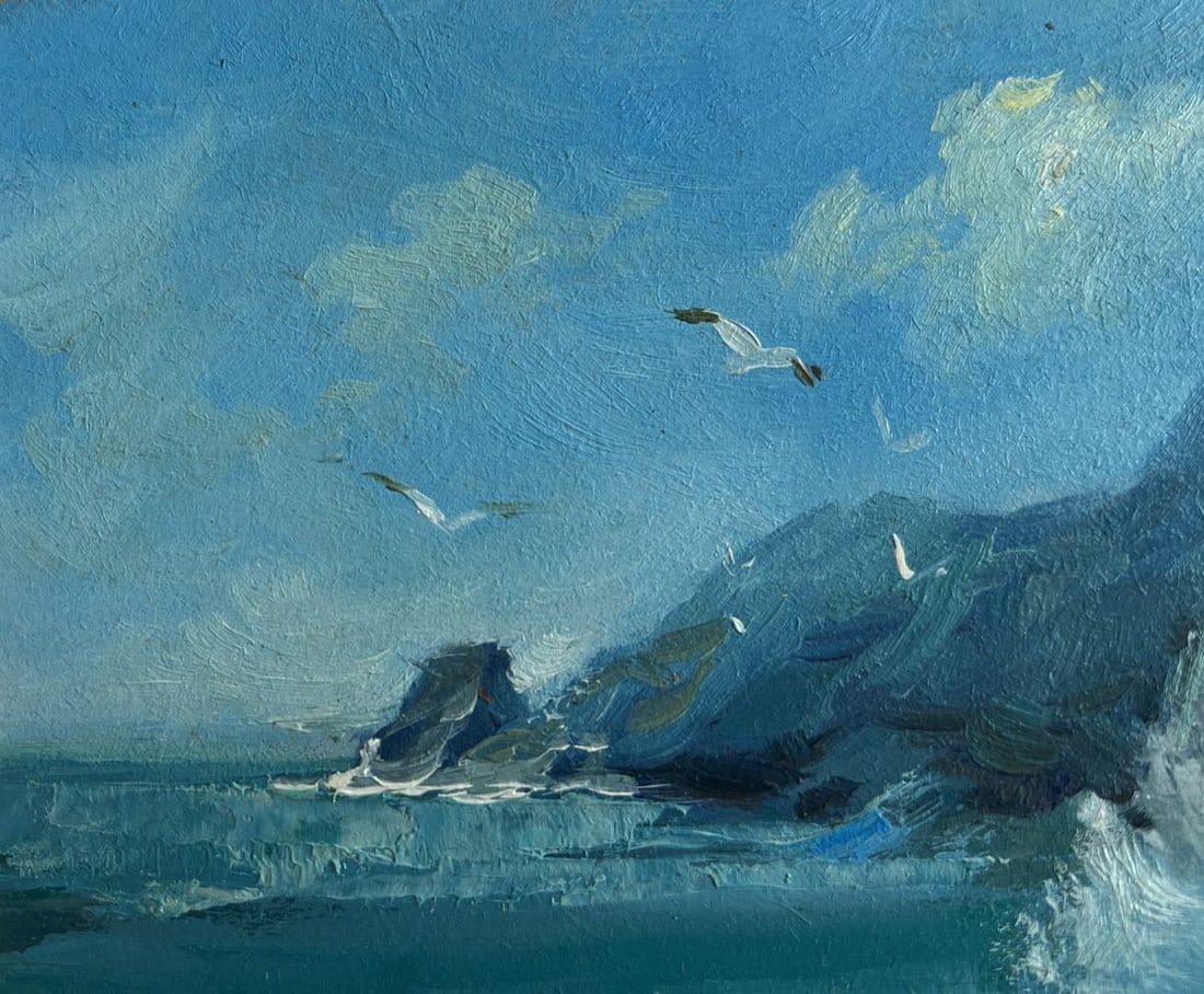 Oil painting Sea waves crash against the rocks Yuriy Suprunchuk - 4