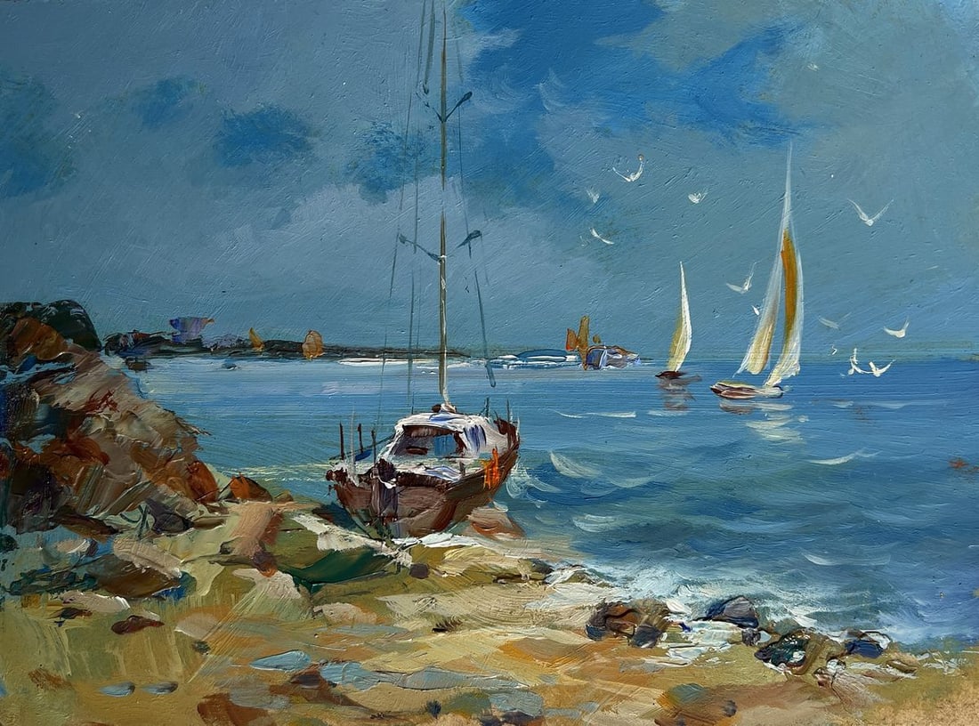 Oil painting Preparing for a sea voyage Yuriy Suprunchuk (1 of 8)