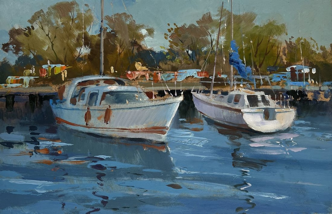 Oil painting Summer Yacht Club Yuriy Suprunchuk (1 of 10)