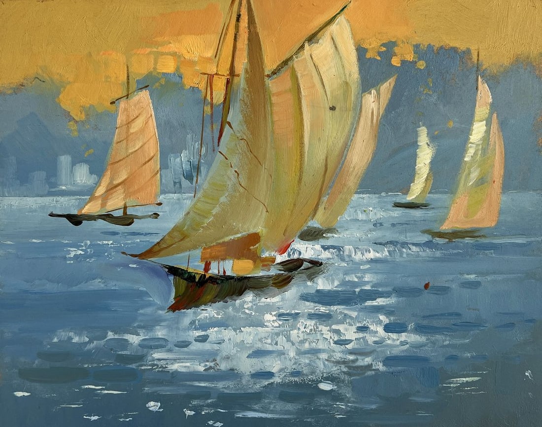 Oil painting Sunset colors in the sea Yuriy Suprunchuk (1 of 8)