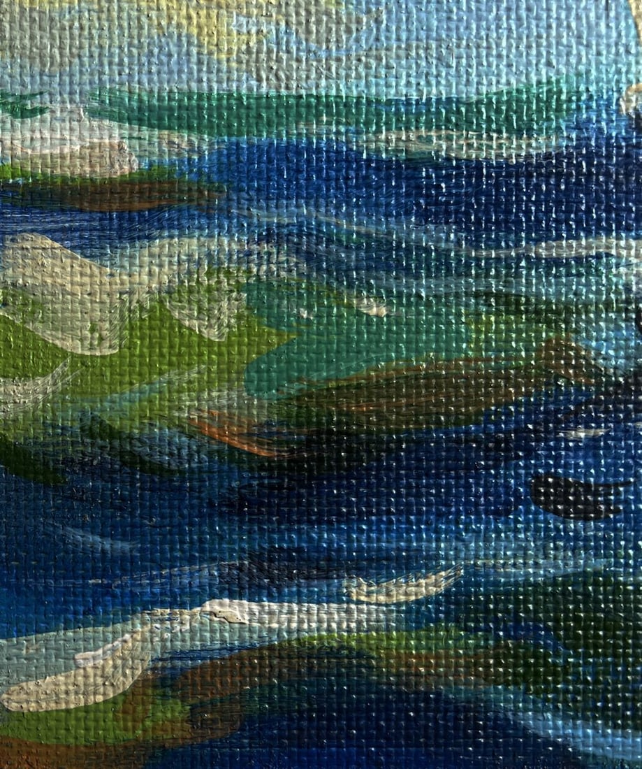 Acrylic painting Evening waves sea Mykhailo Patskan - 7