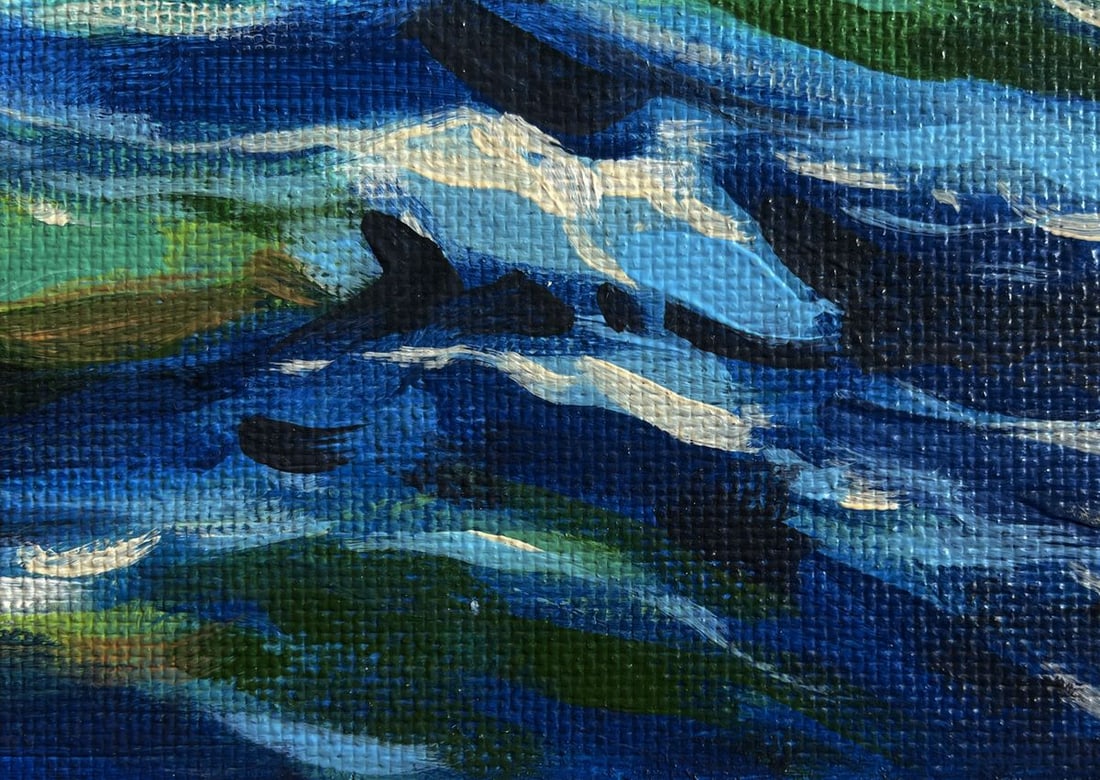 Acrylic painting Evening waves sea Mykhailo Patskan - 8
