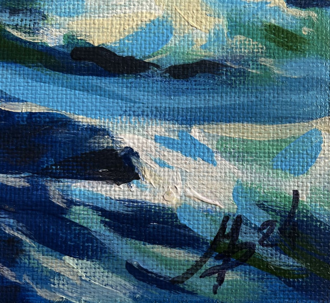 Acrylic painting Evening waves sea Mykhailo Patskan - 9