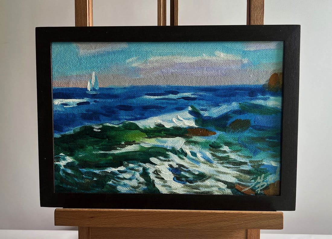 Acrylic painting A boat in the sea Mykhailo Patskan - 2