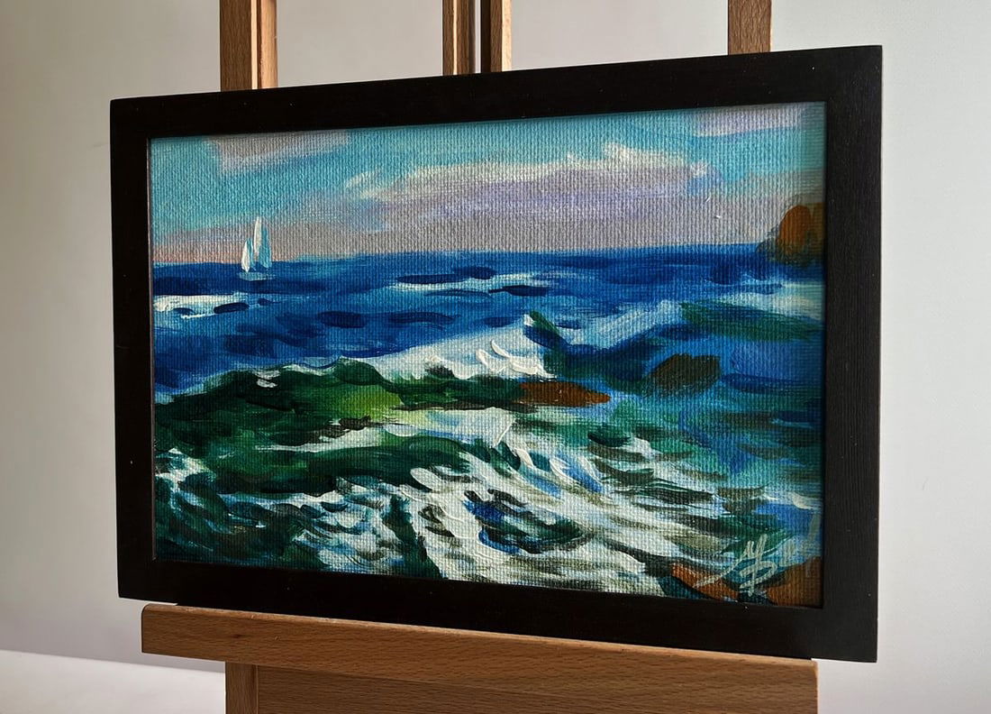 Acrylic painting A boat in the sea Mykhailo Patskan - 3