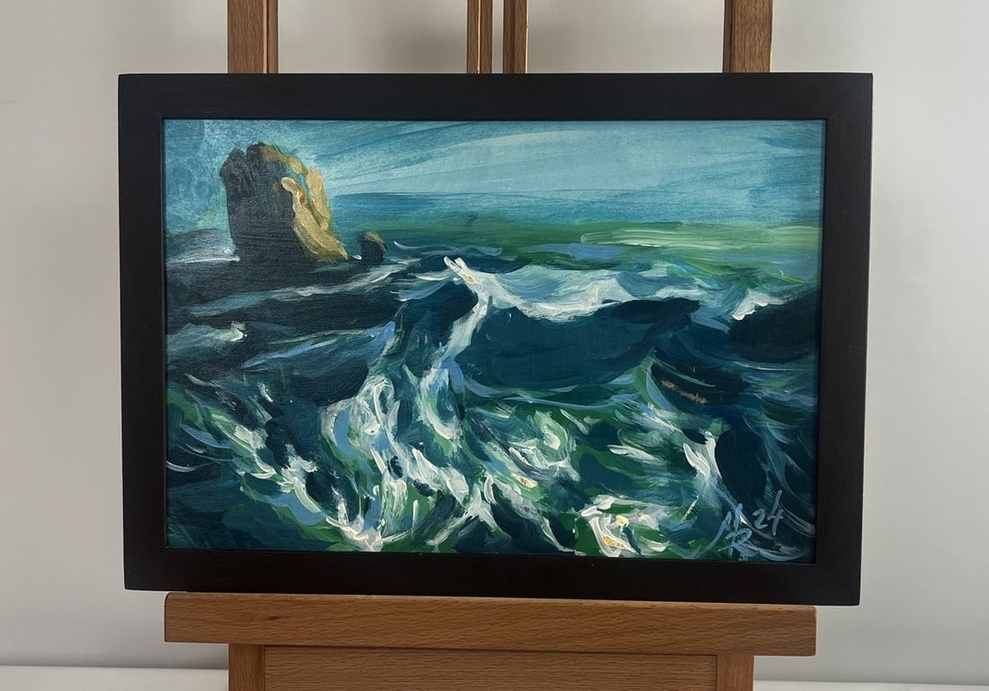 Acrylic painting The sea washing the rocks Mykhailo Patskan - 2