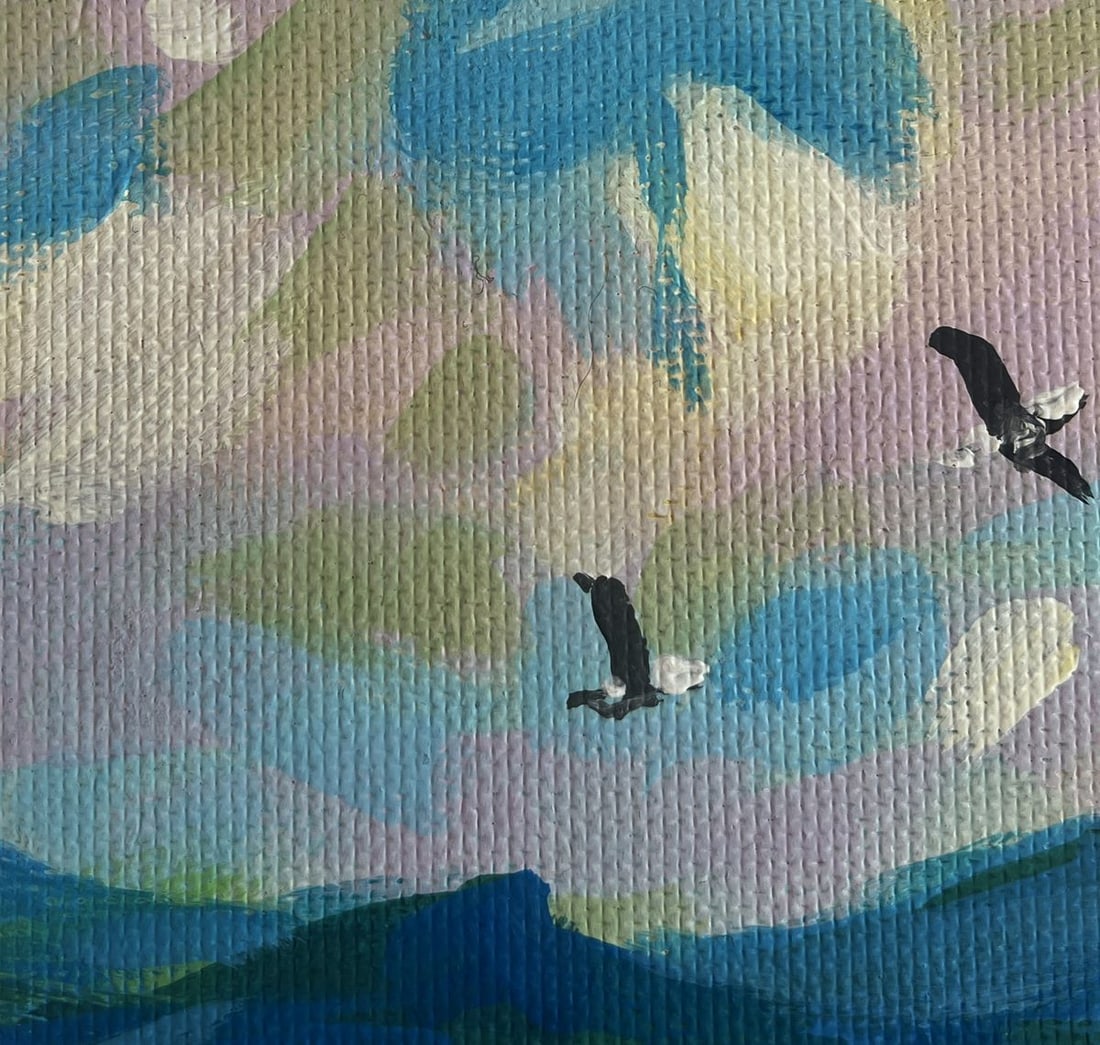 Acrylic painting Seagulls over the sea Mykhailo Patskan - 4