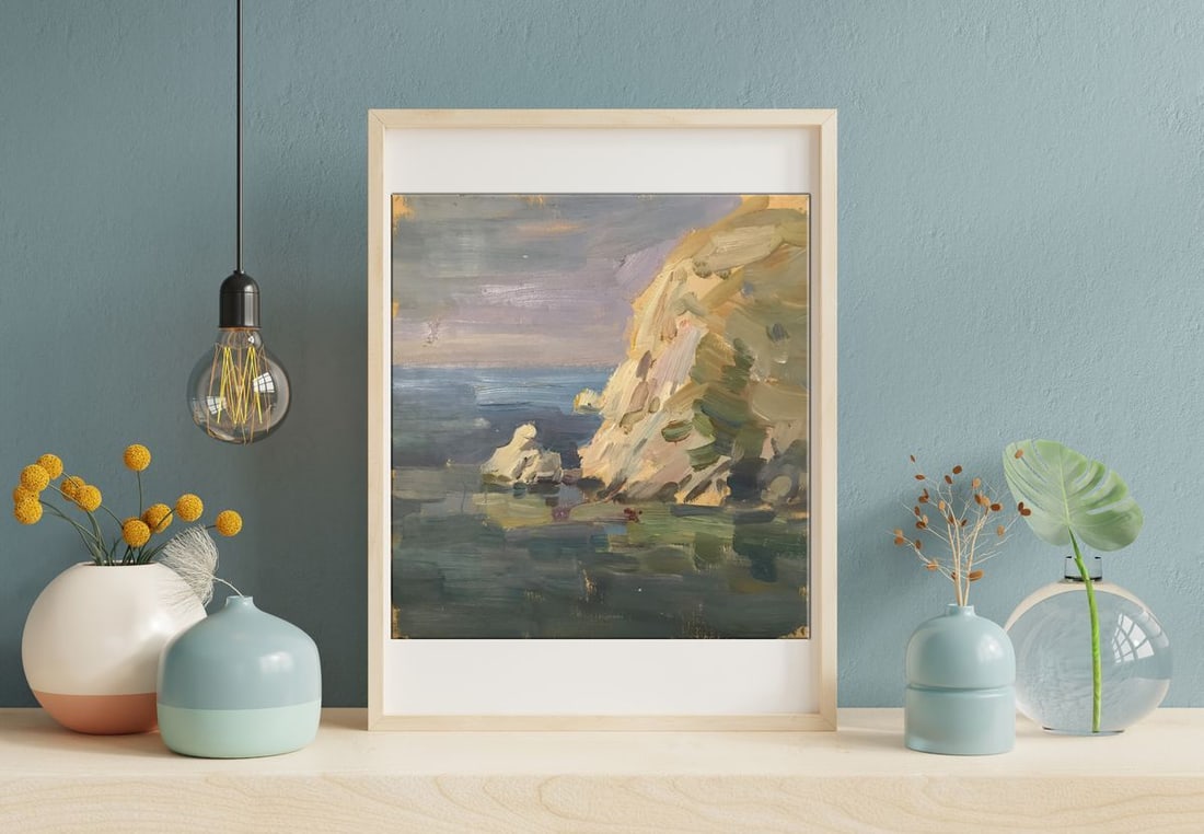 Oil painting Rocky coast Unknown artist - 3