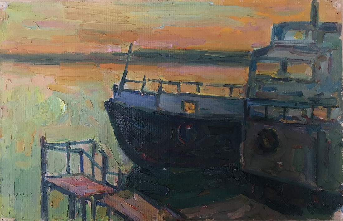 Oil painting Sunset at sea Peter Tovpev (1 of 11)