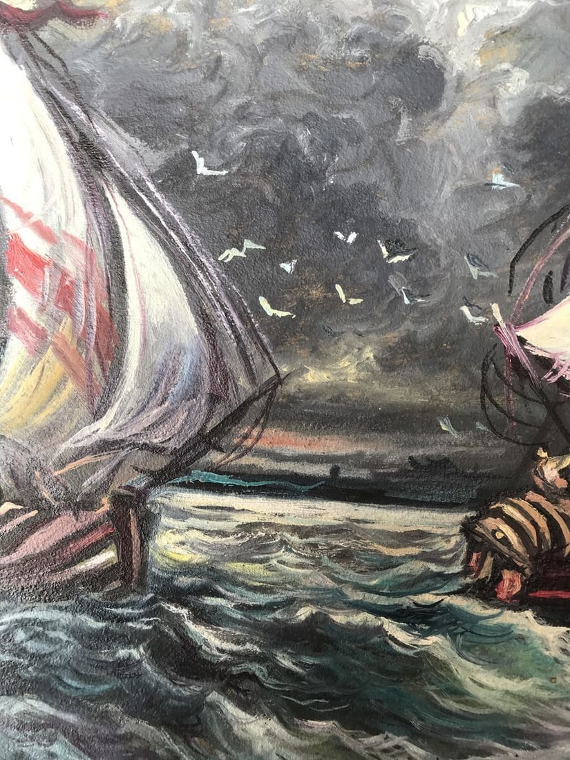 Oil painting Storm at sea Alexander Arkadievich Litvinov - 9