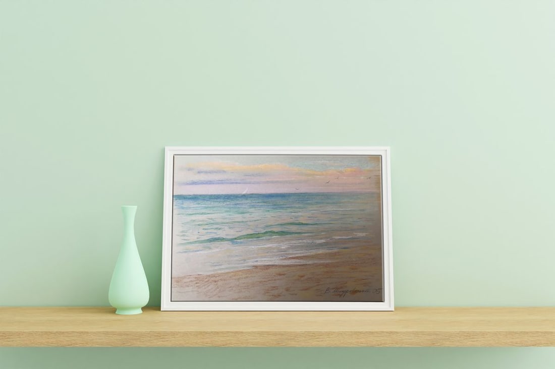 Pencils painting Dawn on the sea Wihyrovskii Victor - 3