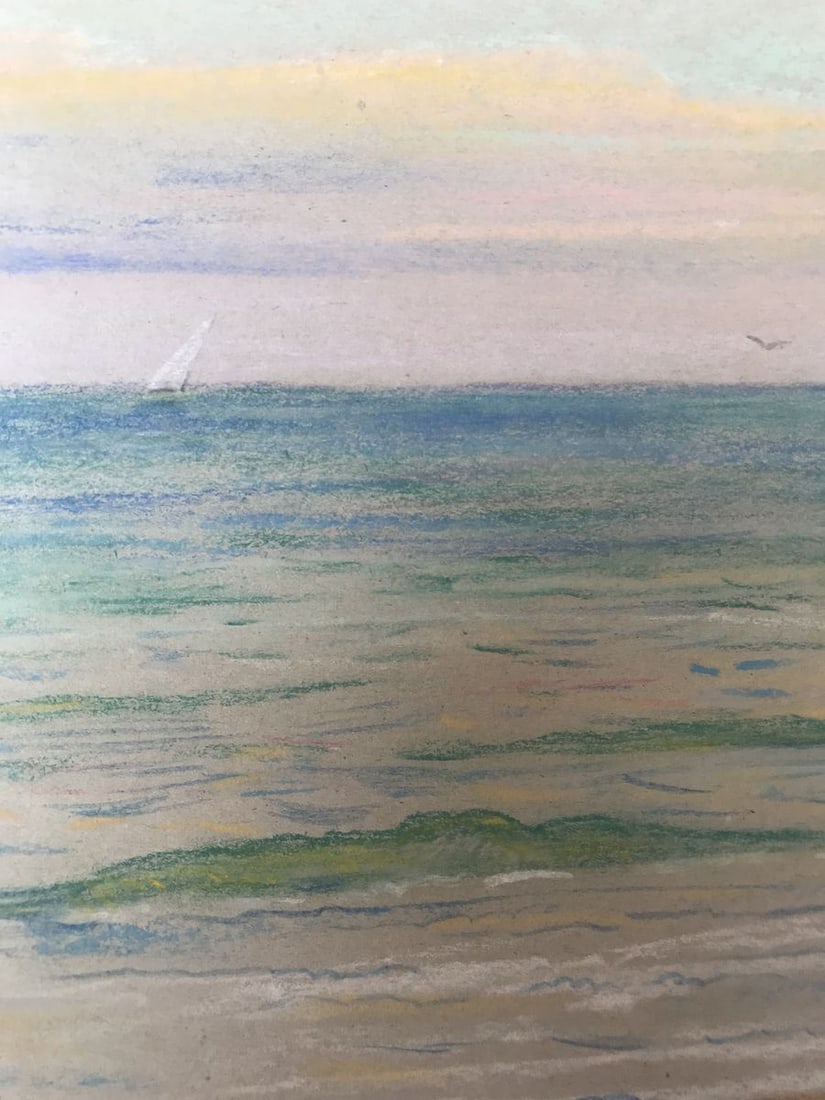 Pencils painting Dawn on the sea Wihyrovskii Victor - 5