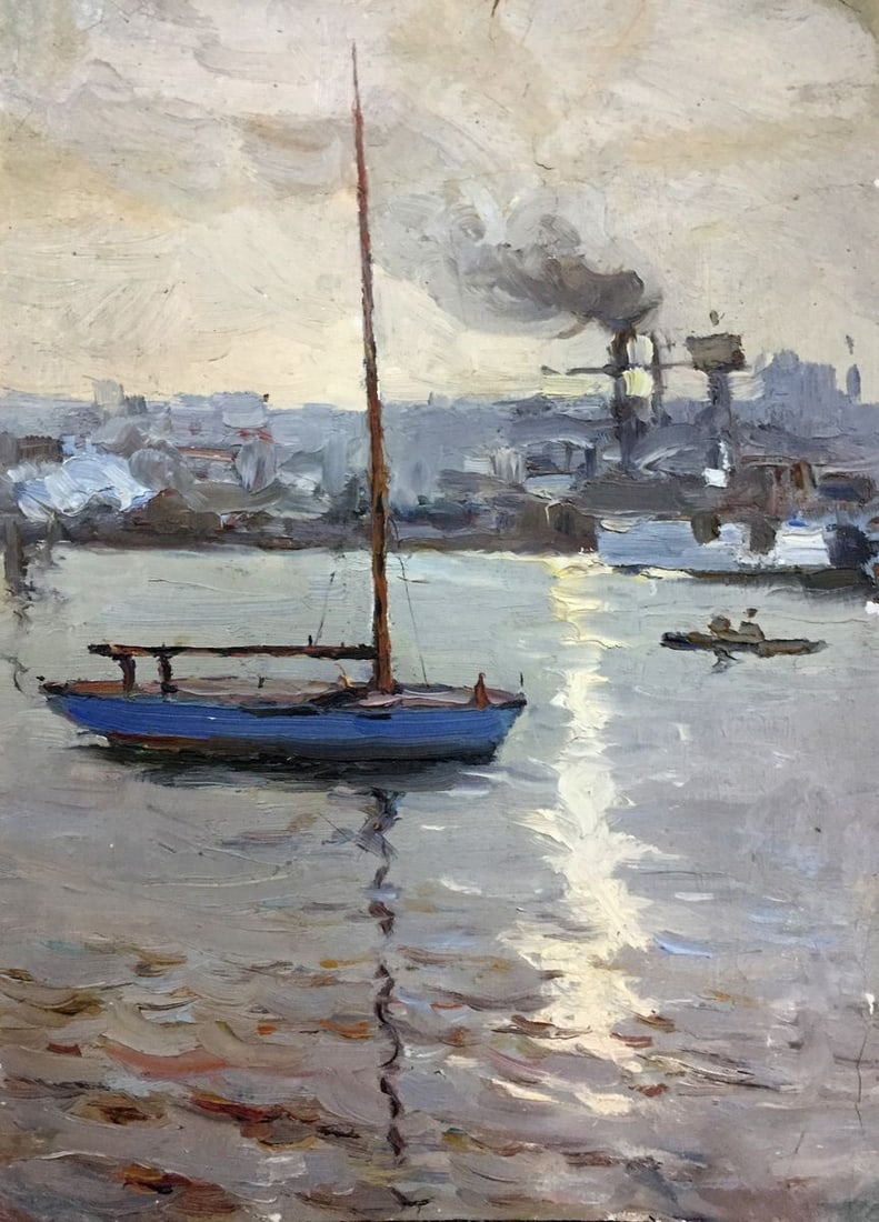 Oil painting Boat port Novikovsky Vladimir Ogeevich (1 of 8)