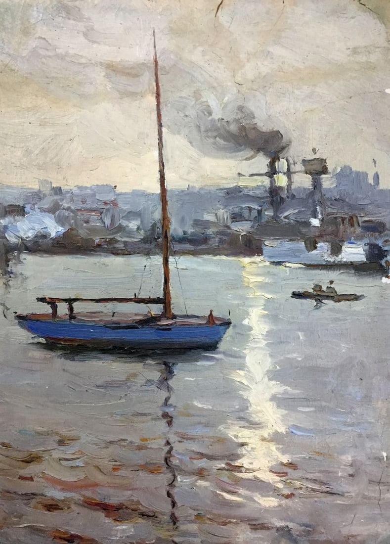 Oil painting Boat port Novikovsky Vladimir Ogeevich - 2