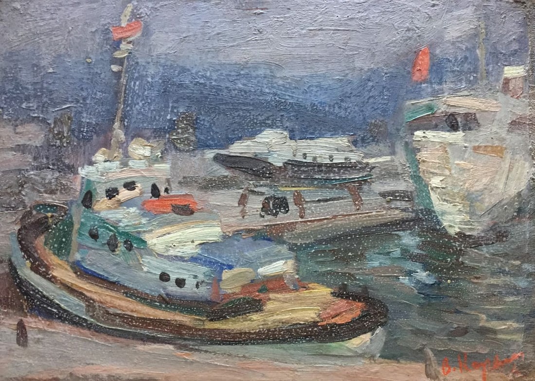 Oil painting Ship port V. Karpin (1 of 11)