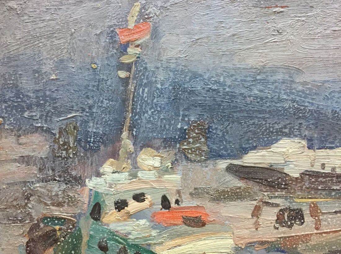 Oil painting Ship port V. Karpin - 2
