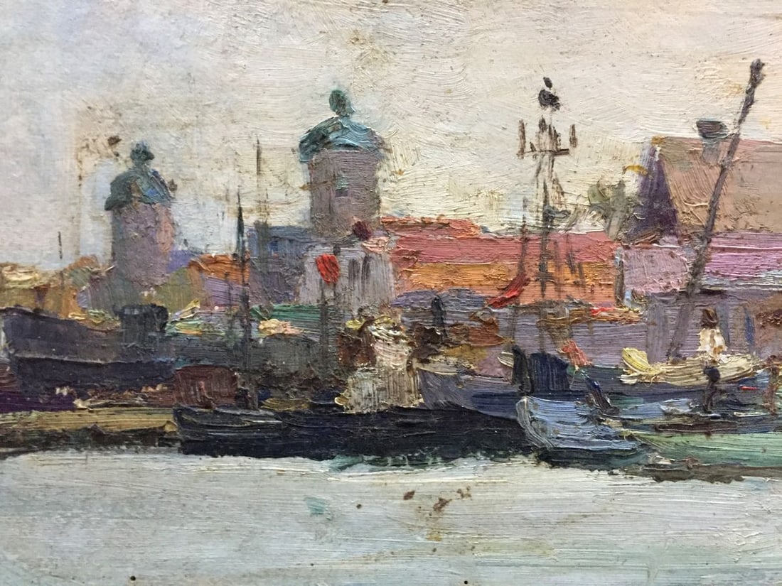 Oil painting Ship port Peter Kuzmich Stolyarenko - 2