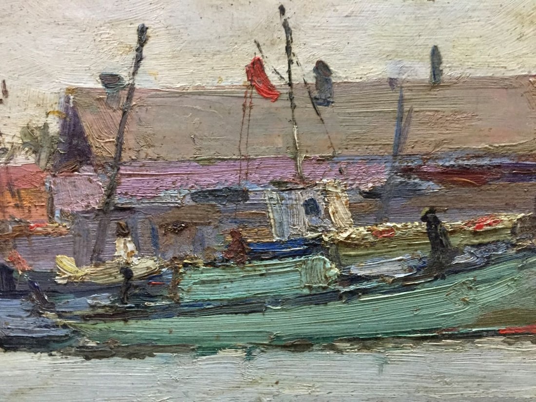 Oil painting Ship port Peter Kuzmich Stolyarenko - 3