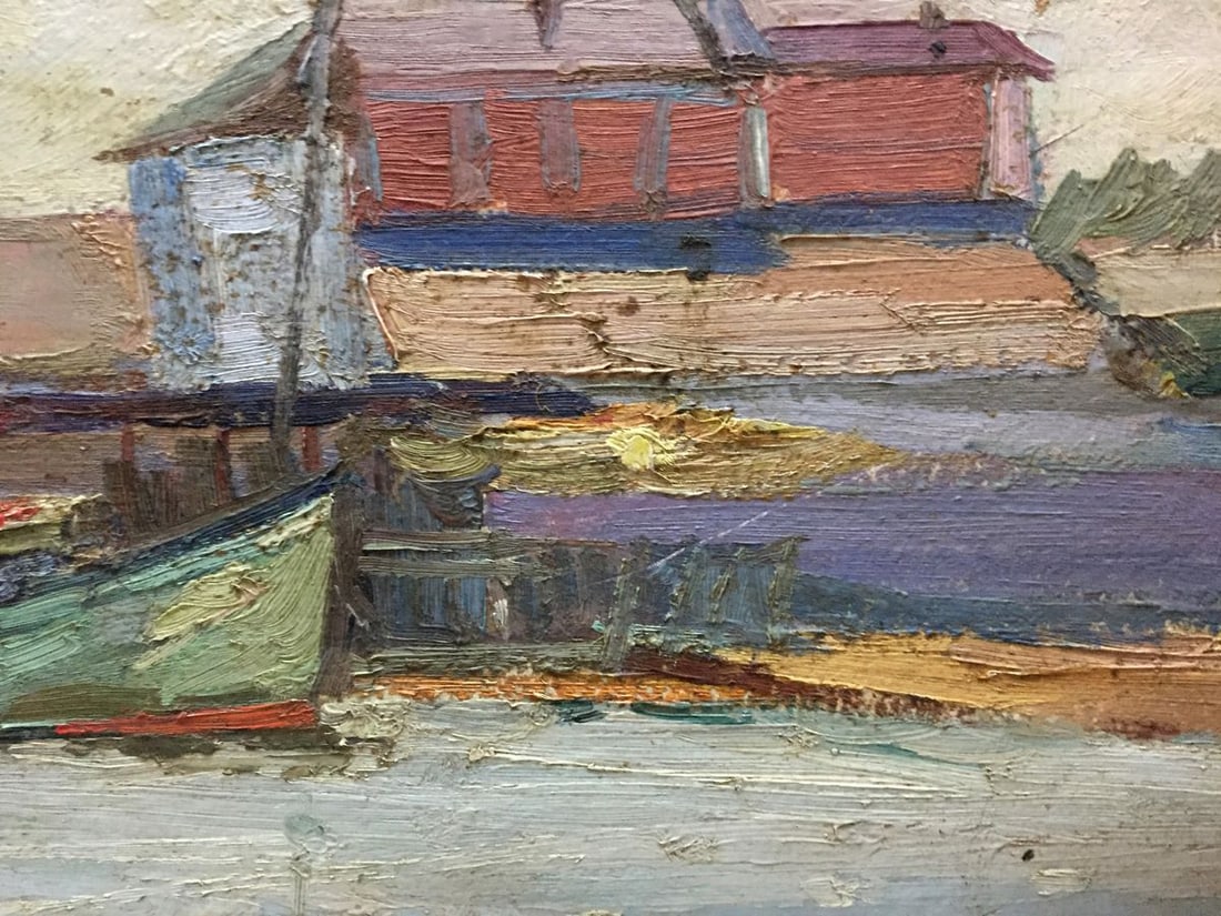 Oil painting Ship port Peter Kuzmich Stolyarenko - 4