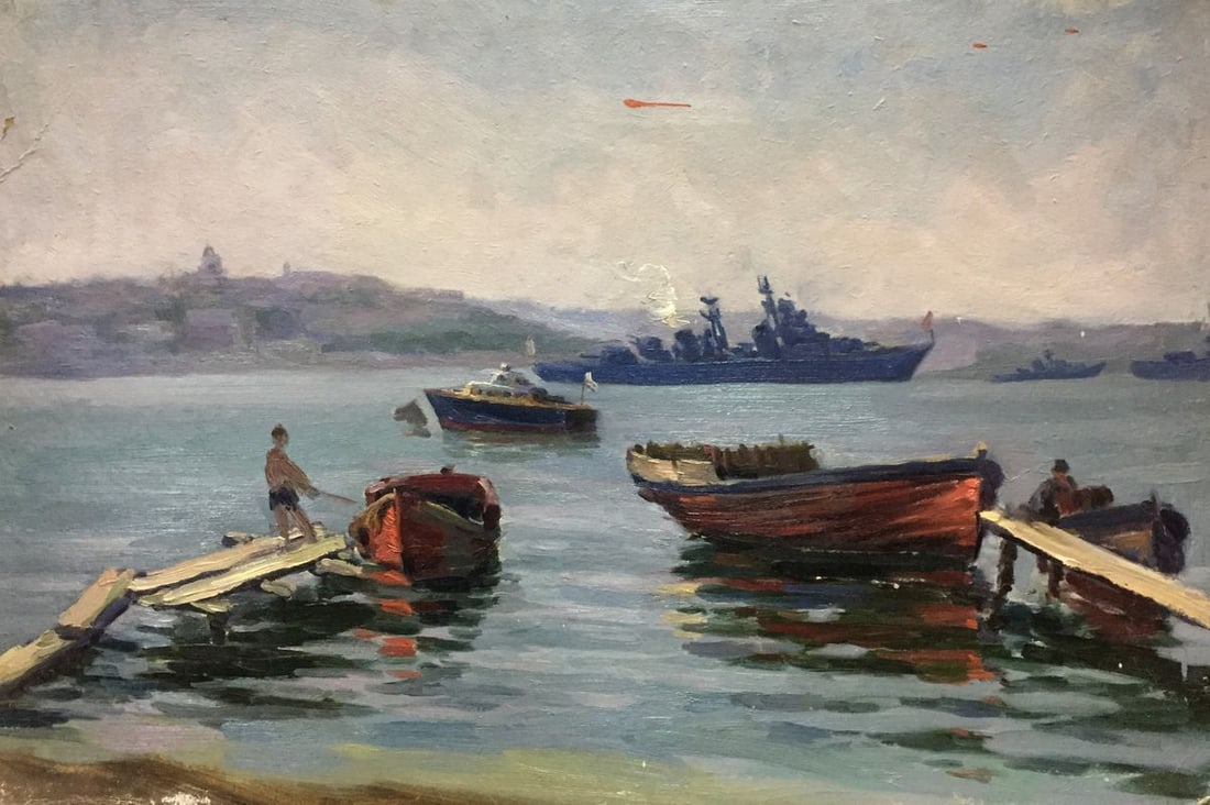 Oil painting In the Sevastopol Bay Kolomoitsev Petr Mikhailovich: Title: Oil painting In the Sevastopol Bay Kolomoitsev Petr Mikhailovich Description: №Vern 194 *** ABOUT THIS PAINTING *** * TITLE: "In the Sevastopol Bay" * ARTISTS: Kolomoitsev Petr