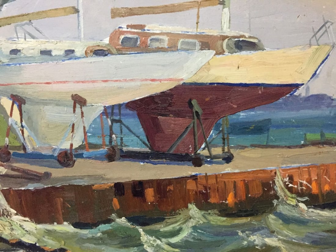 Oil painting Ship's bay - 3