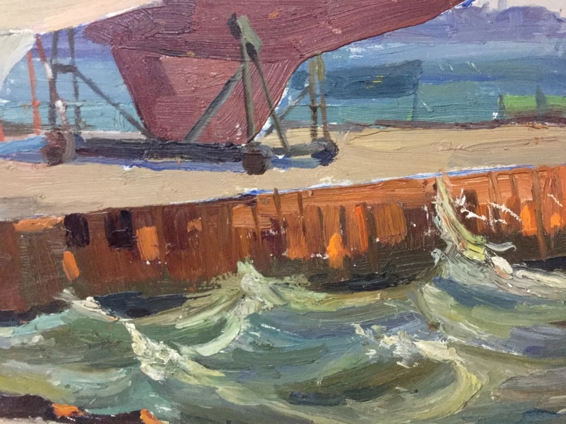 Oil painting Ship's bay - 4