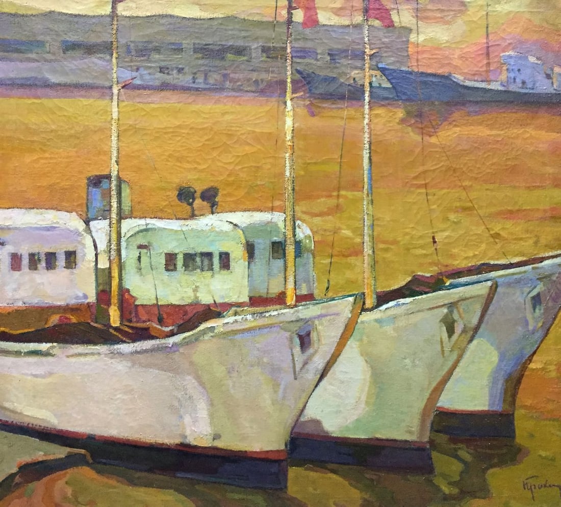 Oil painting At the docks Prokhorov Konstantin Alexandrovich: Title: Oil painting At the docks Prokhorov Konstantin Alexandrovich Description: №Vern 225 *** ABOUT THIS PAINTING *** * TITLE: "At the docks" * ARTISTS: Prokhorov Konstantin Alexandrovich * SIZ