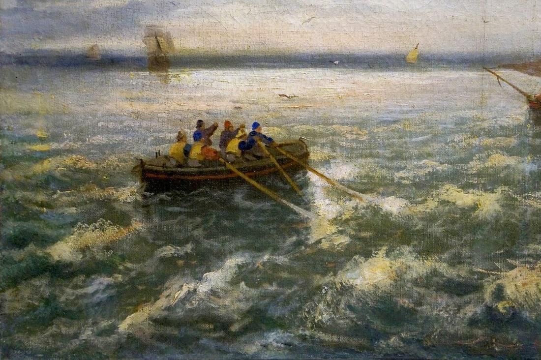 Oil painting Ship at sea - 2