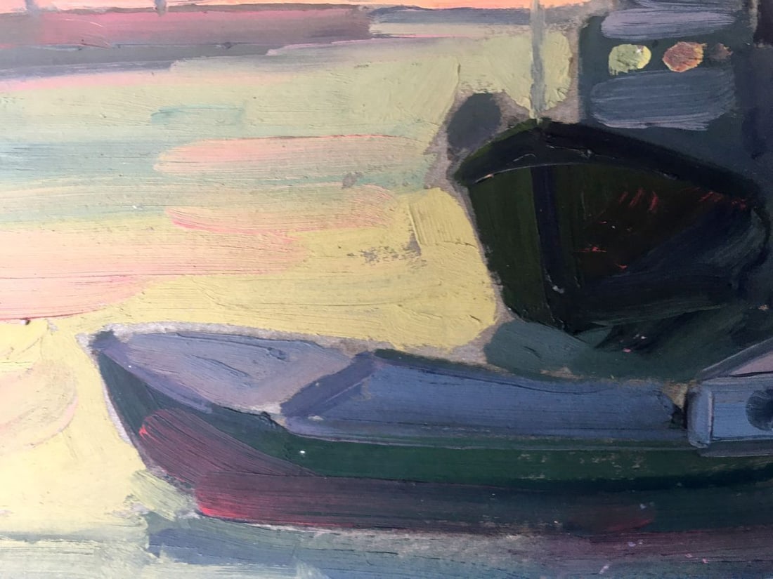 Oil painting City port Peter Tovpev - 11