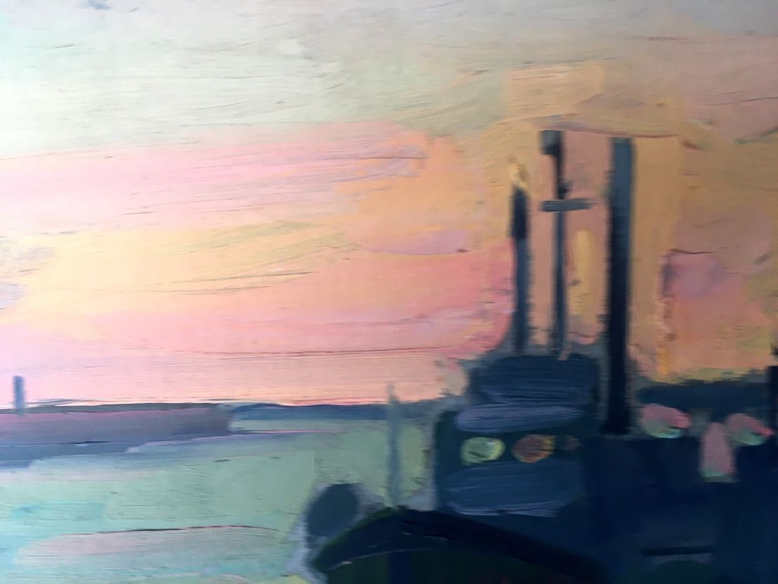 Oil painting City port Peter Tovpev - 3