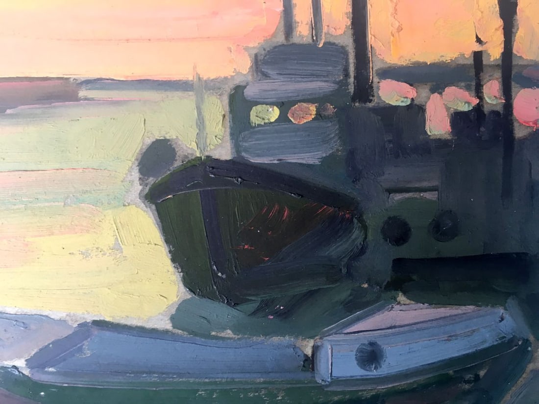 Oil painting City port Peter Tovpev - 7