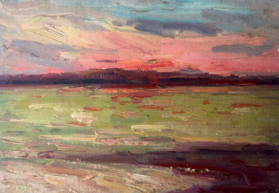 Oil painting Sunset on the sea Peter Tovpev (1 of 11)