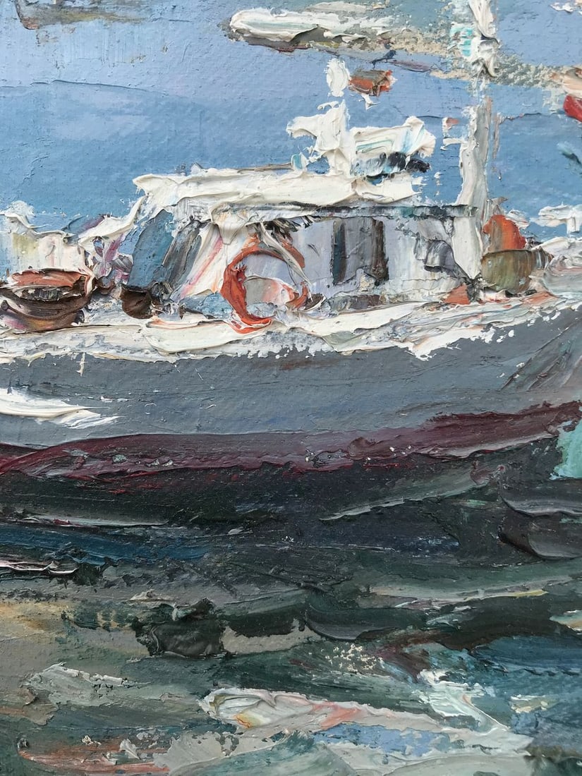 Oil painting Yacht port Alexander Nikolaevich Cherednichenko - 11