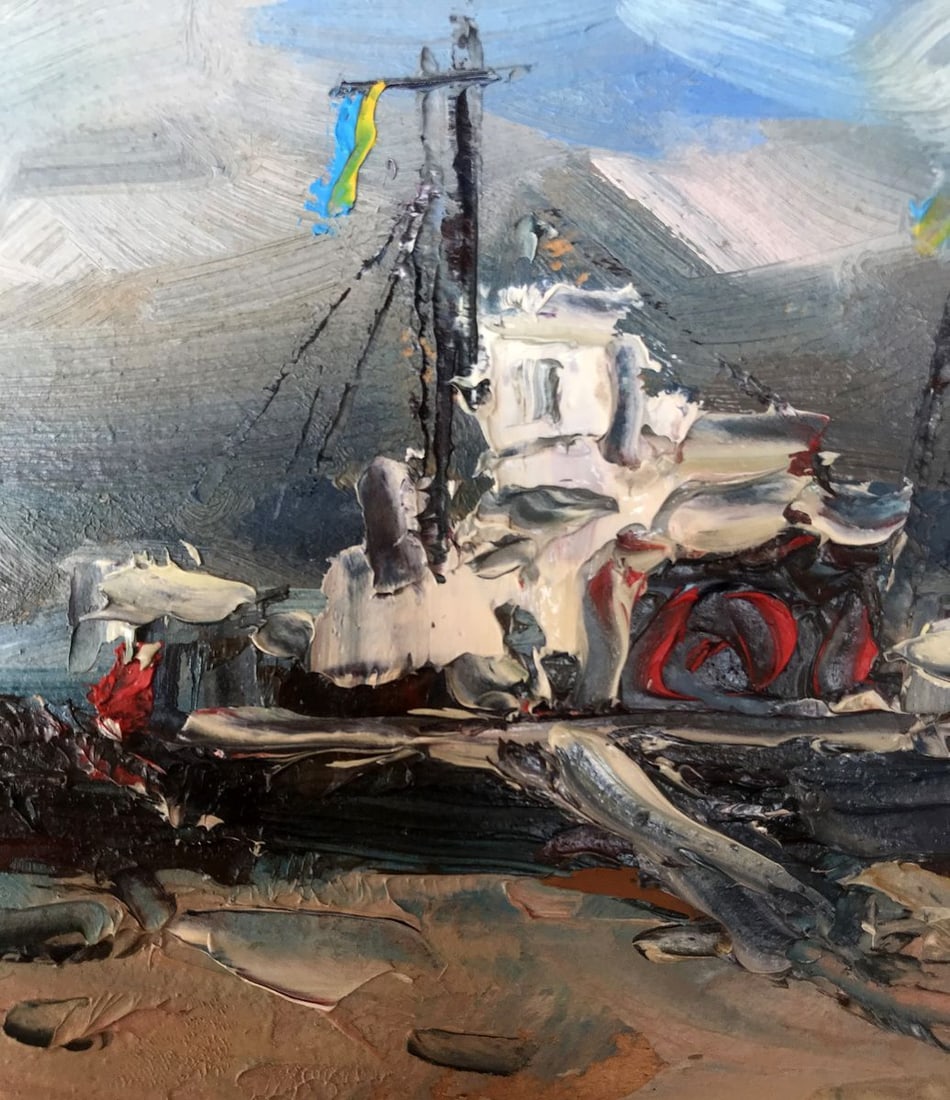 Oil painting Ship on the coast Alexander Nikolaevich Cherednichenko - 9