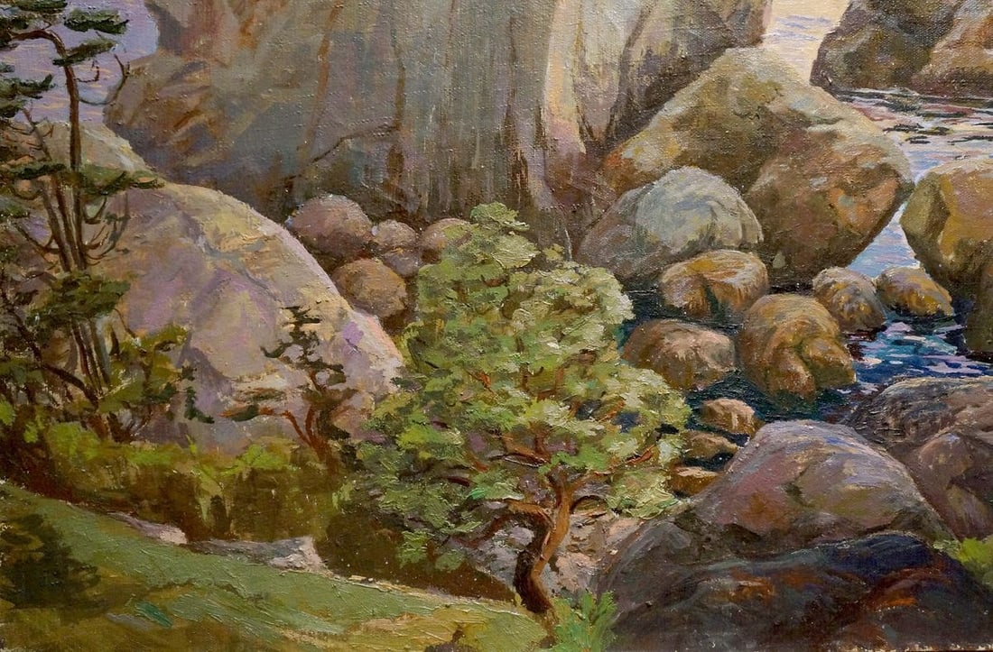 Oil painting Landscape near the coast - 2