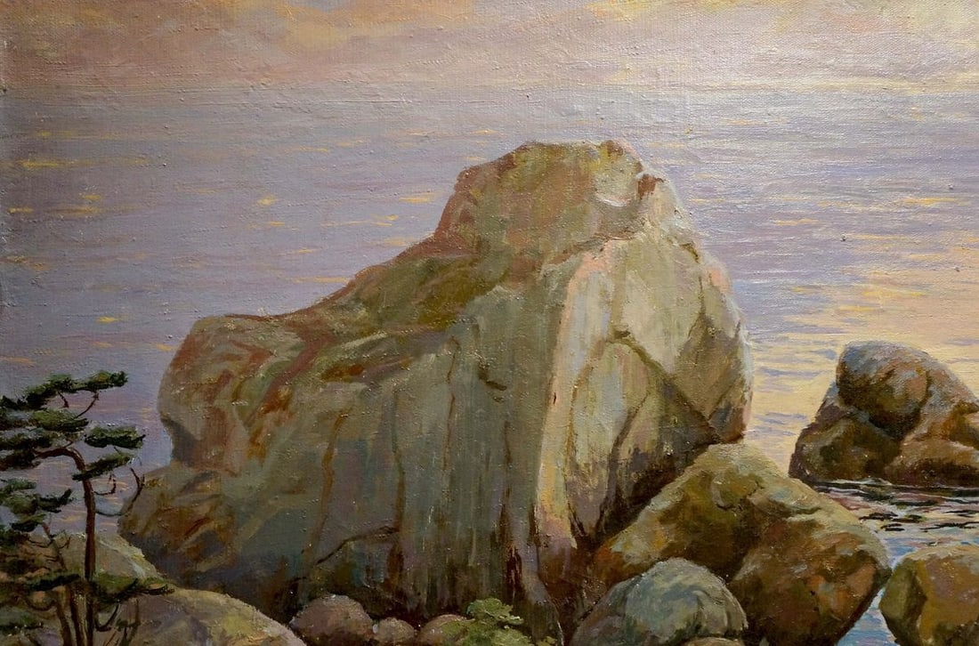 Oil painting Landscape near the coast - 4