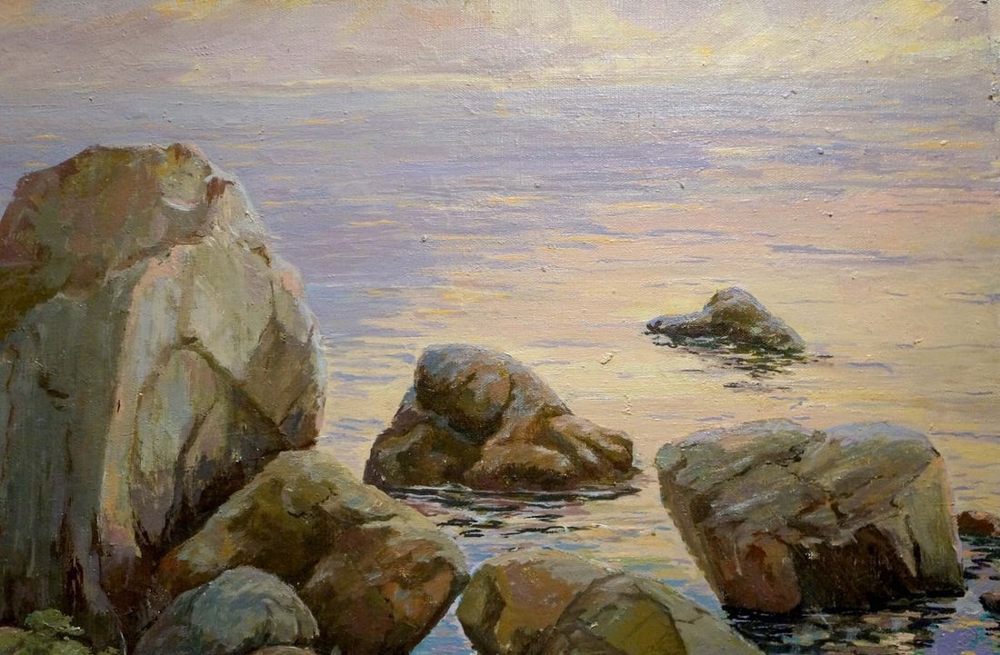 Oil painting Landscape near the coast - 5