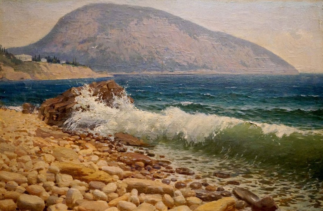 Oil painting Sea shore Osipov A. N.: Title: Oil painting Sea shore Osipov A. N. Description: №Verne 228 *** ABOUT THIS PAINTING *** * TITLE: "Sea shore" * ARTISTS: Osipov A. N. * SIZE: 50x77 cm/'19.68x30.31 inches' * MEDIUM: oil,