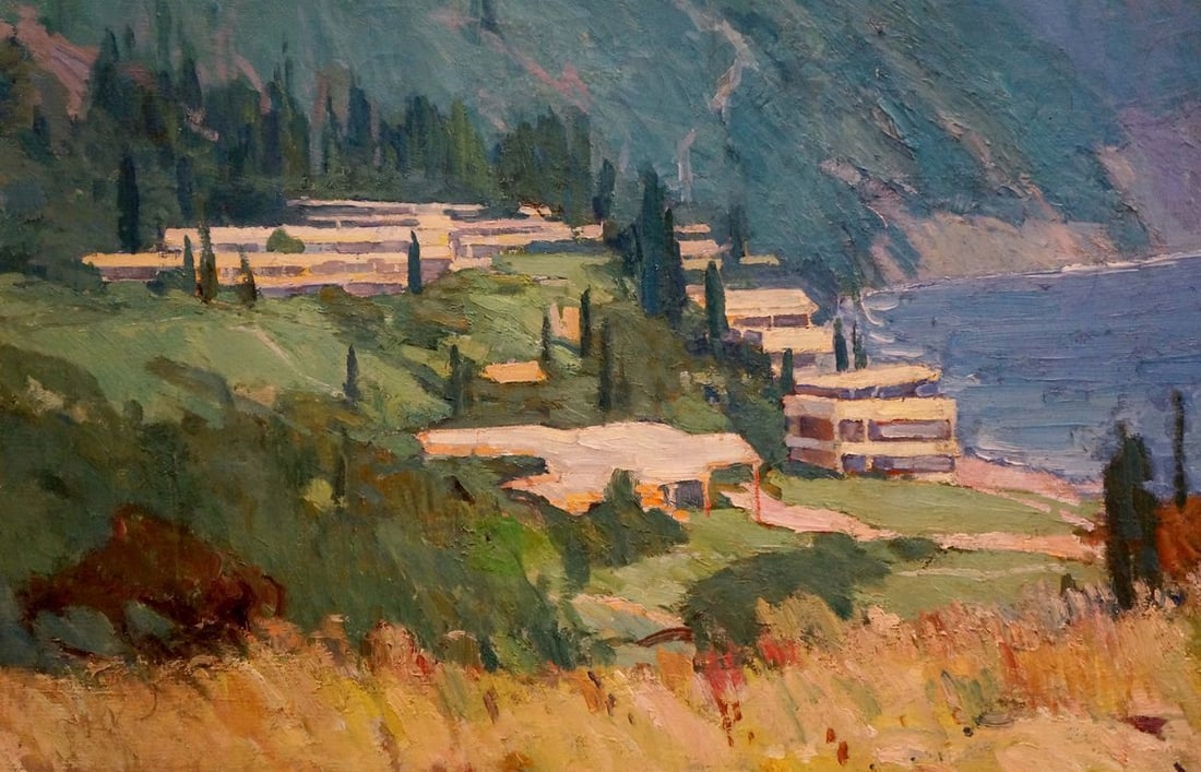 Oil painting City near the coast - 2