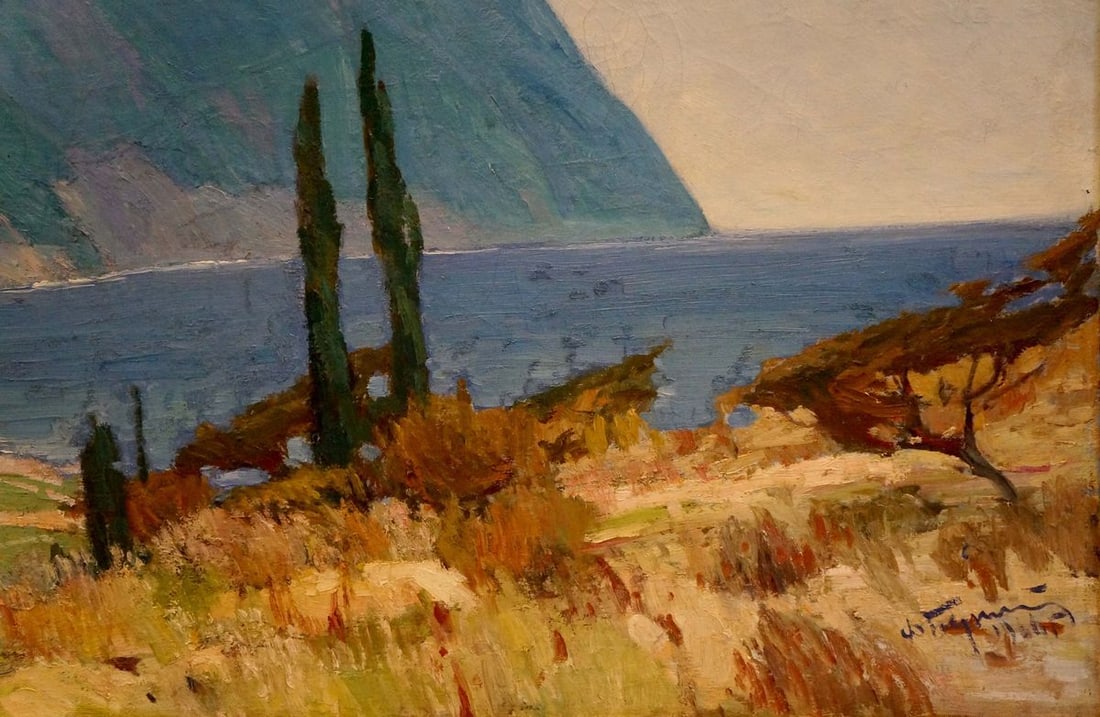 Oil painting City near the coast - 3