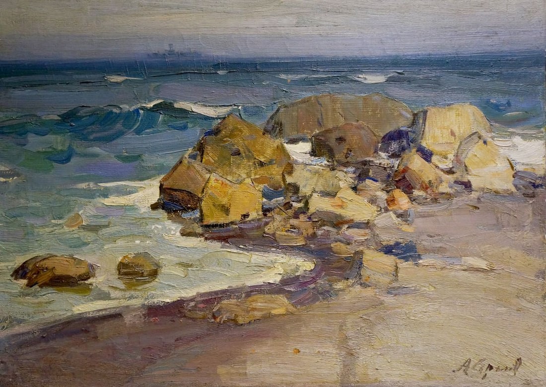 Oil painting By the sea Strelov Arkady Efimovich (1 of 8)